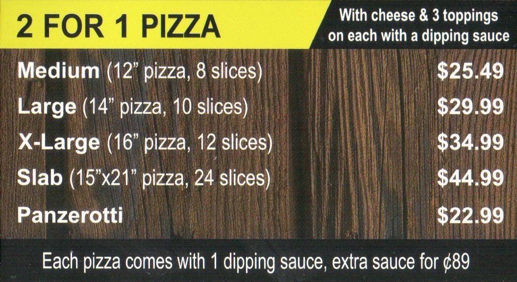 Menu FRUITLAND PIZZA & GRILL