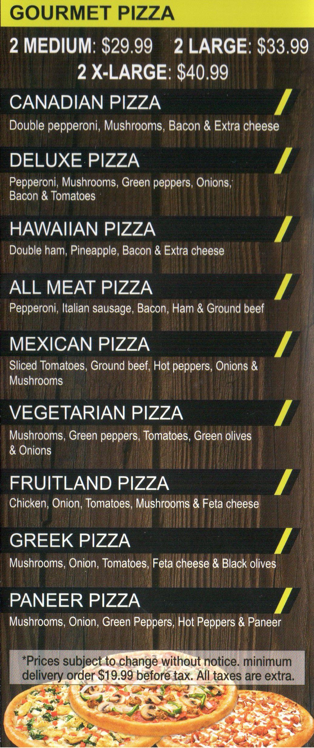 Menu FRUITLAND PIZZA & GRILL